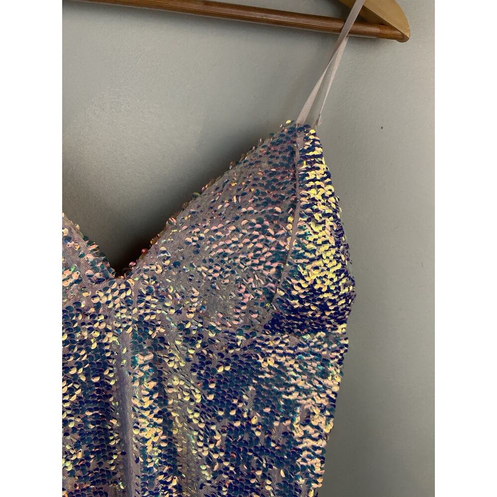 Fashion Nova Keep Your Shine Blush Pink Sequin Lined Dress Sz L Hoco Strappy - Picture 10 of 12